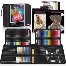 HIFORNY 136 PCS Drawing & Sketching Set Art Supplies with Graphite Charcoal