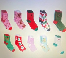 Unisex Kids Christmas Novelty Low Cut Ankle Socks Multicolor 10 Pairs