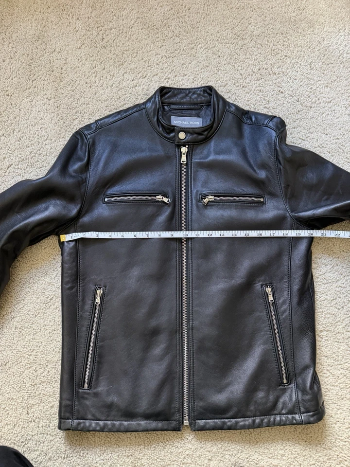 Michael Kors Leather Jacket Cafe Racer Style Men's small Size - Image 4 of 4