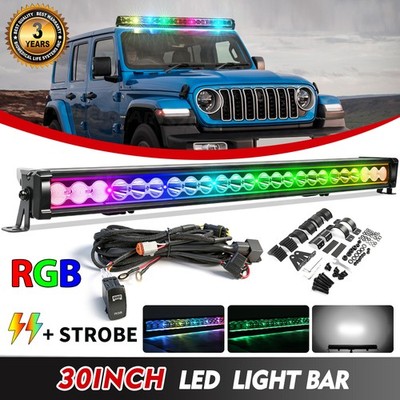 30inch Led Light Bar with RGB Work Driving Strobe Lamp For JEEP Offroad UTV 12V