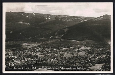 Postcard Szklarska Poręba i. RSGB., view from Hochstein against snow pits and tire carriers 