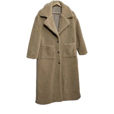 SHEIN Faux Shearling Cozy Teddy Coat Jacket Womens M Fleece Boho Neutral