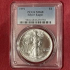1991 American Silver Eagle 1 Oz PCGS MS68 Bright White Better Date