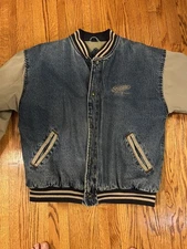 Vintage 90s Snapple Beverages Denim Bomber Varsity Jacket