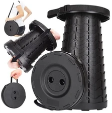  Upgraded Collapsible Stool, 400lbs Max Weight, Lightweight But Sturdy, 1 Black