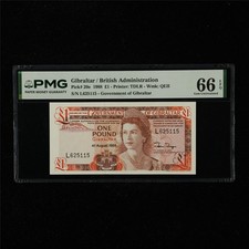1988 Gibraltar British Administration 1 Pound Pick#20e PMG 66 EPQ Gem UNC 07