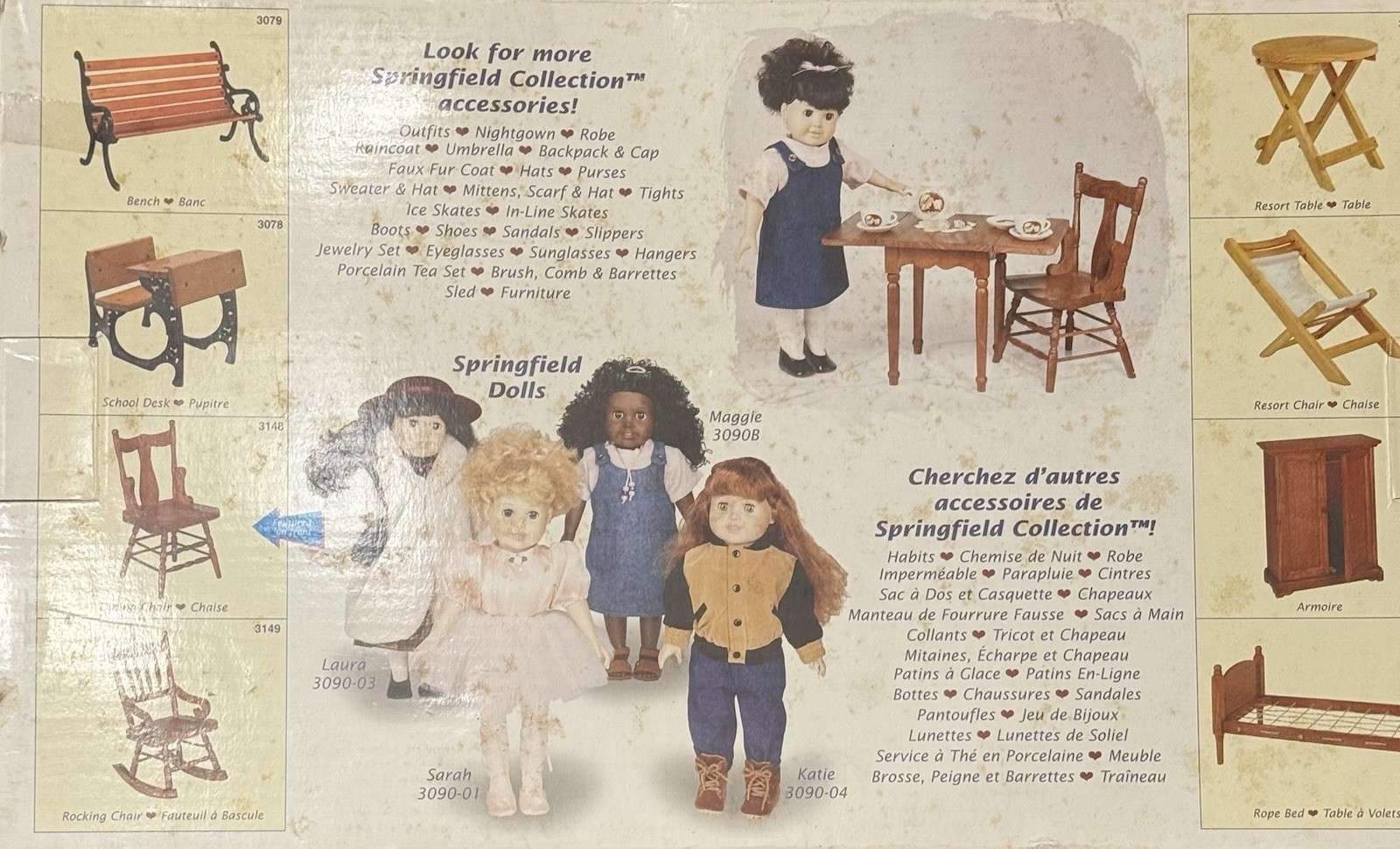 Vintage Springfield Collection Wooden Drop-leaf Table for 18” Dolls New In Box