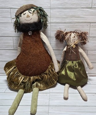 Lot of 2 Woof and Poof Dolls Plush Scarecrow Girls 1 Musical Autumn Collection 