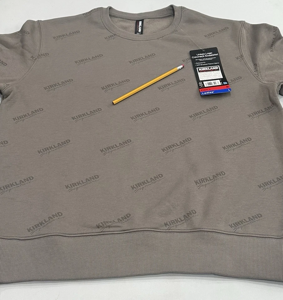 Kirkland подпись унисекс логотип Crewneck толстовка, серый, мужской M / женщин L - Изображение 3 из 4