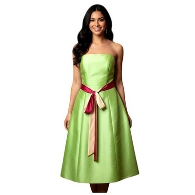 blue and green wedding guest dress Jane Summers Zoey Blue & White Strapless Midi Bridal Shower & Wedding Guest Dress 2 / Blue Print , female , adult main image 1