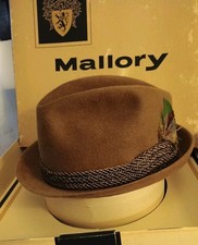 Vintage Mallory Mens Hat Brown Felt Fedora Flex Size M 6 7/8 Original Box