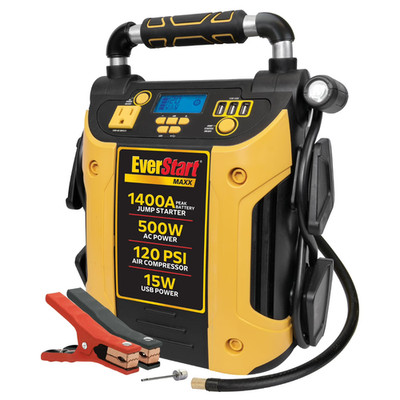 EverStart Maxx J5CPDE 1400 Peak Amps Jump Starter, Power Station, 500W Inverter,