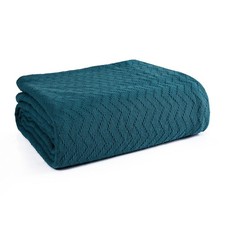 100 Cotton Bed Blanket Breathable Thermal Chevron King Size 90x102 Inch Teal