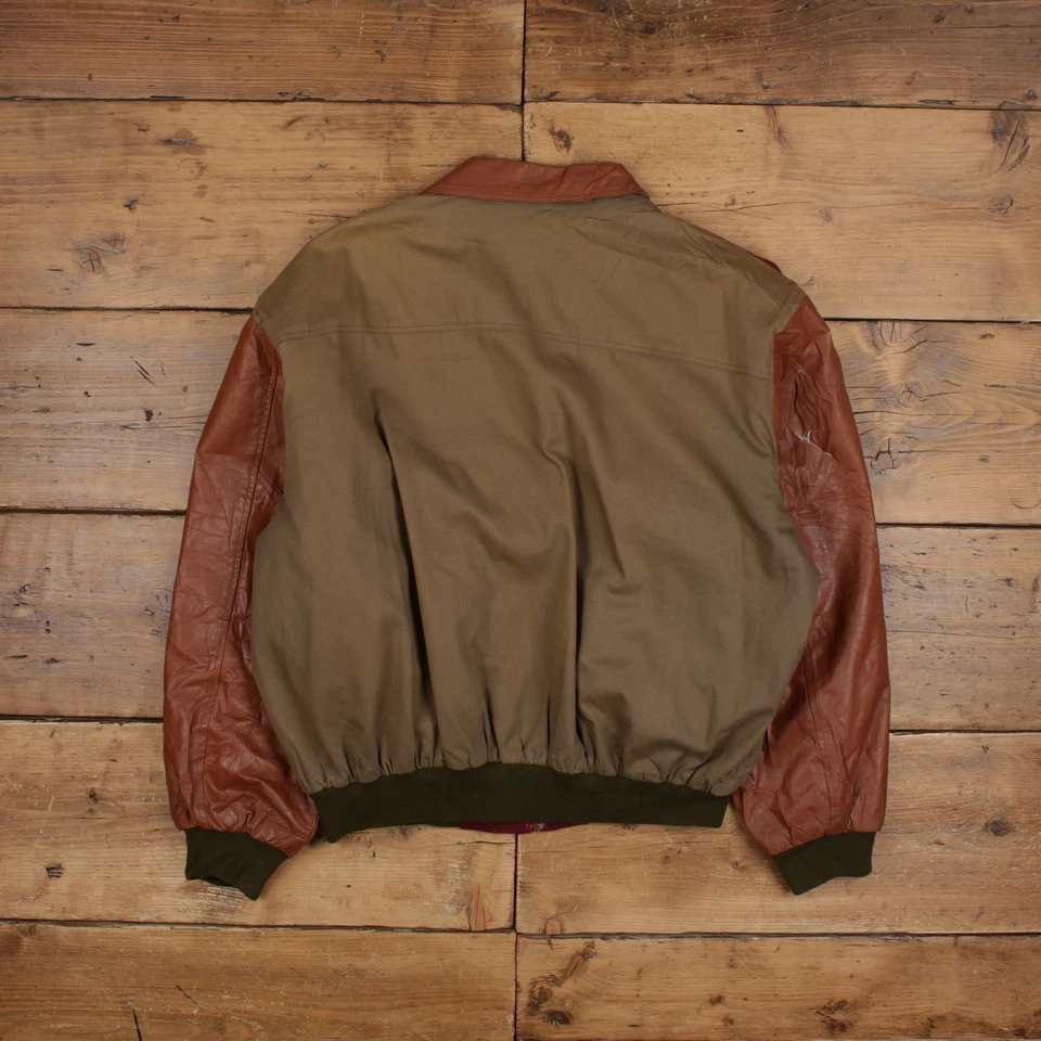 Chaqueta Bomber Vintage Rainbow Creations XL 90s Cuero Ropa de Trabajo Hecha en EE. UU. Roja Foto 2 de 4