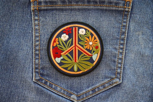 Hippie Flower Peace Patch Embroidered - 3x3 inch - P7473 - Picture 5 of 5