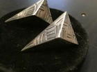 Sterling Silver 925 Earrings Studs Abstract Triangles 5.6g 3cm D-1521