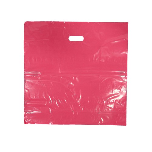 Plastic Shopping Bags Pink 500 Merchandise Gift Diecut Handles 20" x 20" x 5" - Picture 2 of 7