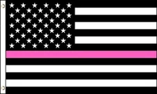 3x5 USA Thin Pink Line Flag Cancer Awerness Flag Banner Grommets Women Service