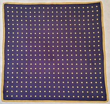 VINTAGE AUTHENTIC POLKA DOT DARK BLUE YELLOW ACETATE 28" SQUARE SCARF