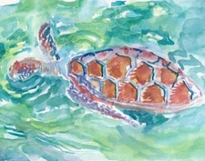 Swimming Sea Turtle art print - signed and numbered by the artist