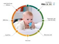 BABY TEETHING TOYS BPA FREE -Blue Silicone Bear Teether w/ Clip Holder - Tundras