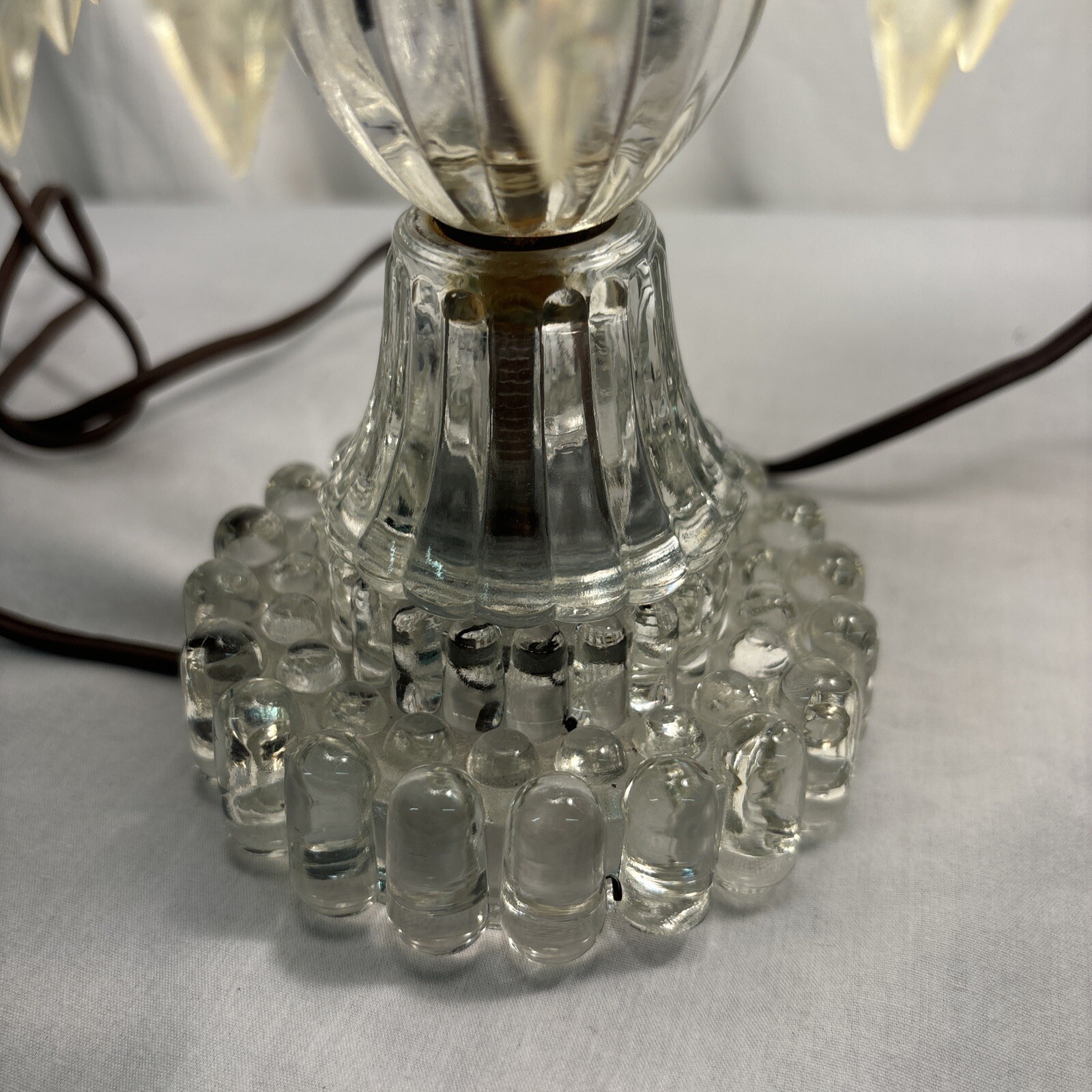 2 VTG MCM Hollywood Regency Boudoir Table Lamps Glass Metal Lucite Prisms A Pair