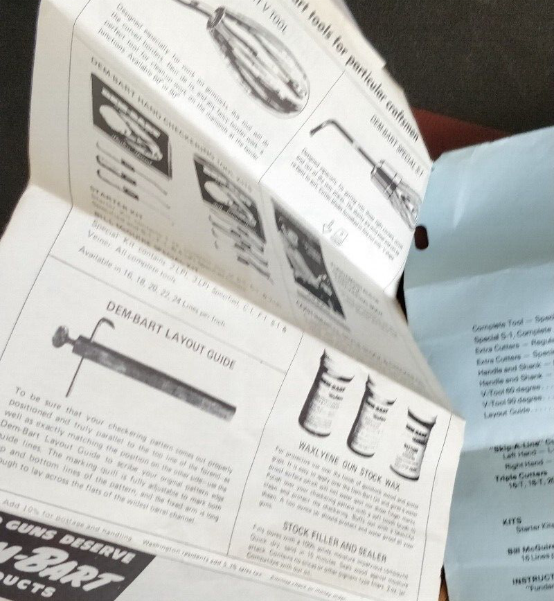 DemBart Catalog Booklet & Price List Checkering Tool Gunsmith Tool DEM