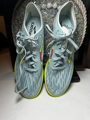 BROOKS ELMN8 7 SPEED TRACK SHOES W/SPIKES BLUE GLOW SIZE 9.5M 11W