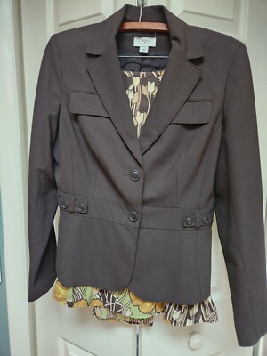 Ann Taylor Loft Lined BlazerJacket 8 Wool Blend and Pretty matching Floral Skirt