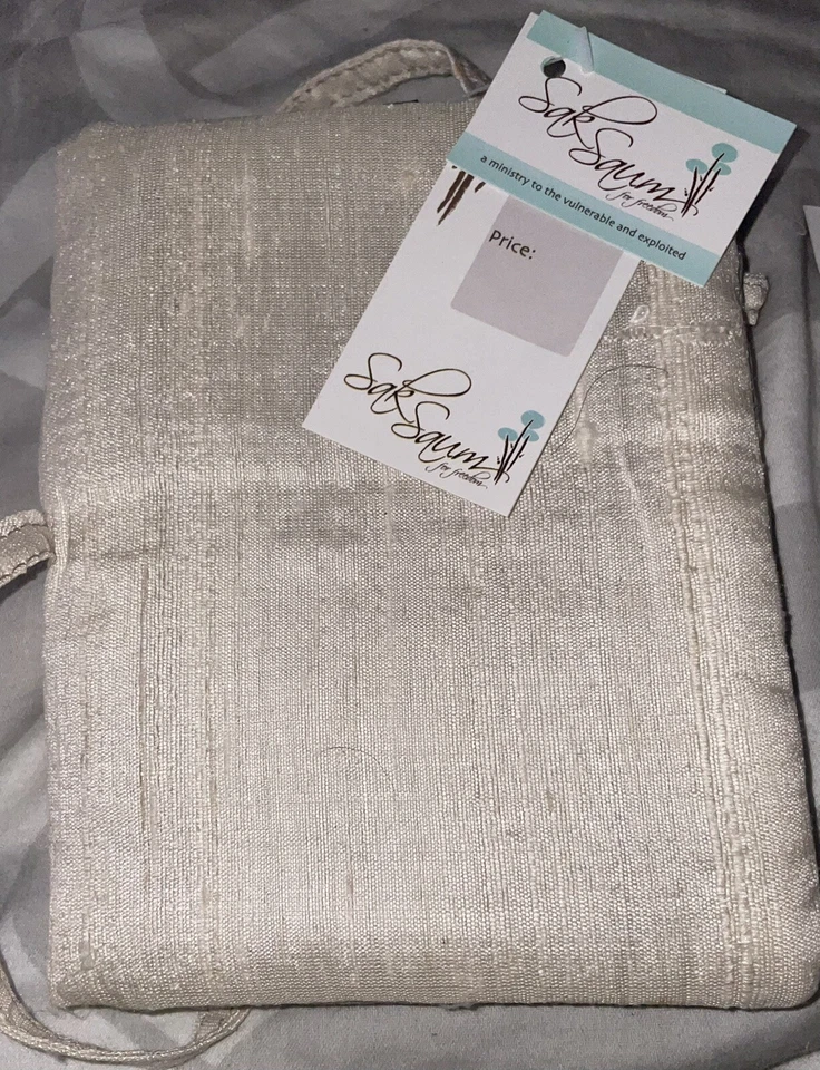 Journal Notebook Notepad Diary Cream Silk Organza With Tie Closure Sak Sum New - Image 3 of 4