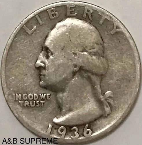 1936 S Washington Quarter F-VF Fine-Very Fine From Estate 90% Silver