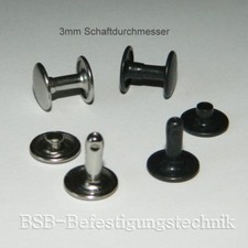 Nieten Hohlnieten Kopf 8-12mm Doppelhohlnieten Ziernieten Leder schwarz / silber