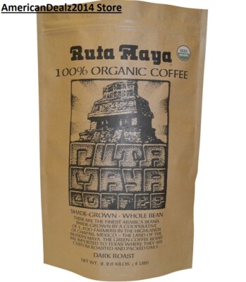 Ruta Maya Organic Dark Roast Whole Bean Coffee 5 Lb - FRESH - FREE SHIP!!