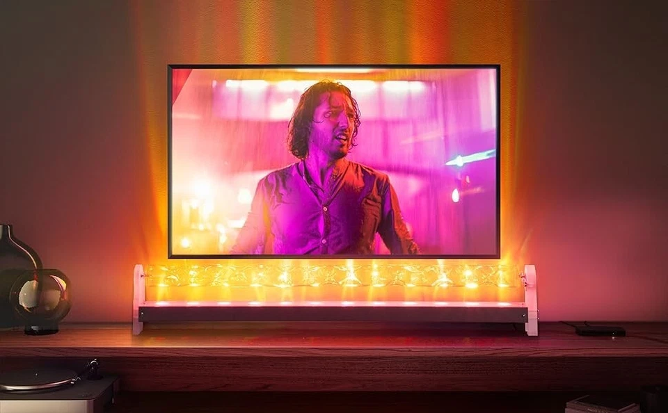 海浪 LED 壁灯 – 33 英寸 RGBW 可调光遥控器,现代艺术装饰 — 第 3/4 张图片