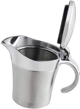Double Insulated Gravy Boat - Stainless Steel Sauce Jug with Hinged Lid Hinged L