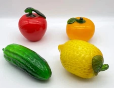 Art Glass Decorative Fruits And Vegetables 4 Piece Set Murano Style