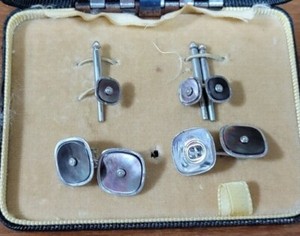 Swank Grey Tuxedo Set – 2 cufflinks + 3 Shirt Studs Vintage 