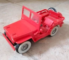 Vintage Cragstan Red Plastic Jeep Battery Operated Hong Kong
