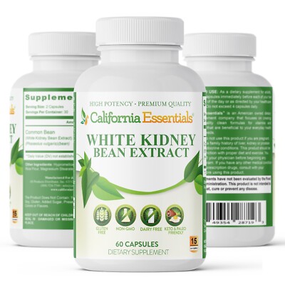 White Kidney Bean Extract 60ct x3   Weight Loss, Carb Blocker, Alpha Amylase