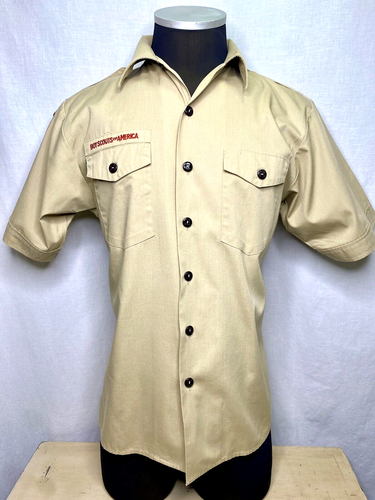 BSA Boy Scouts of America Shirt Khaki Size XL Youth Teen Flag Patch Official - Picture 2 of 10