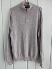 J Crew Mens Large Sweater Quarter Zip Cashmere Blend Pullover Knit Gray 17181