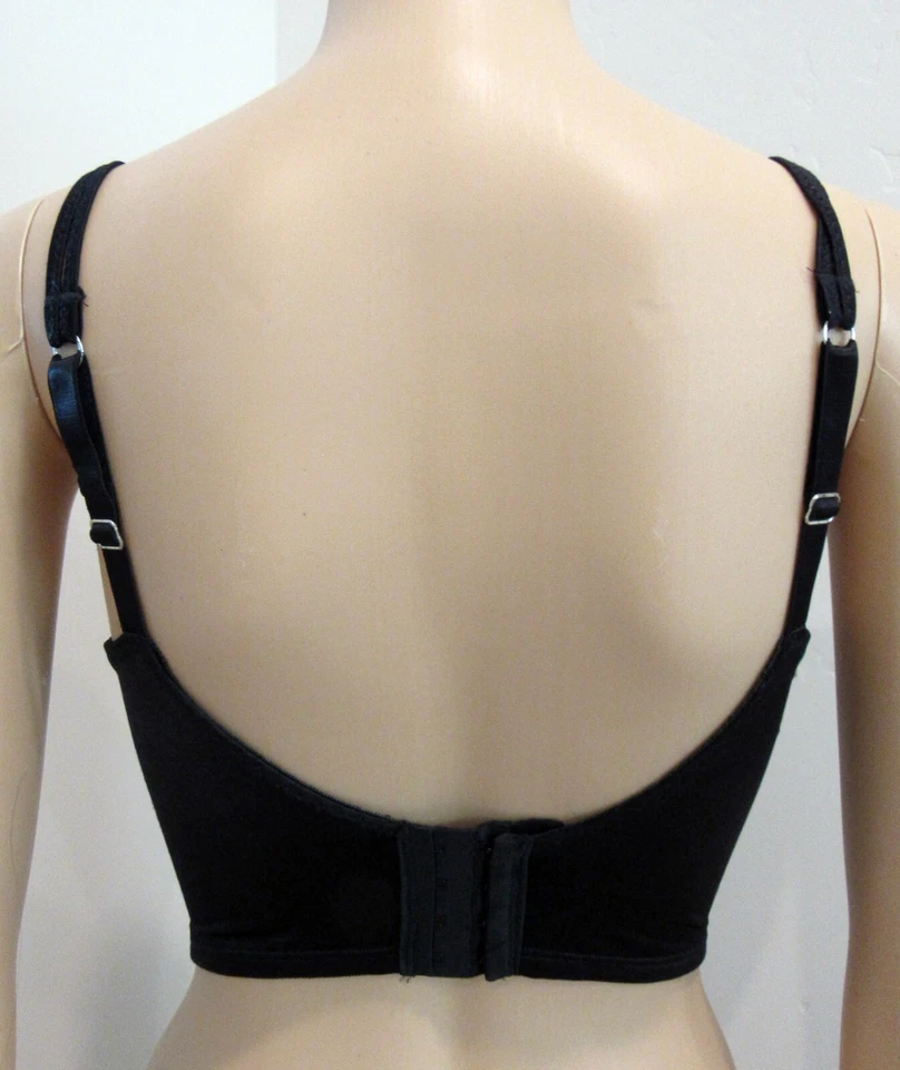 Sujetador Wonderbra Bustier Correa Ajustable Top Negro Plata Gancho Cierre Ojo 34B Foto 2 de 4
