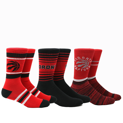 Toronto Raptors NBA Team Pack Crew Socks Mens Large Fits Size 6-12 Red  Black
