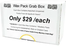 Mystery Pack Grab Box Sealed Packs + 1 Auto/Relic/Graded Card & 1 Hall of Famer