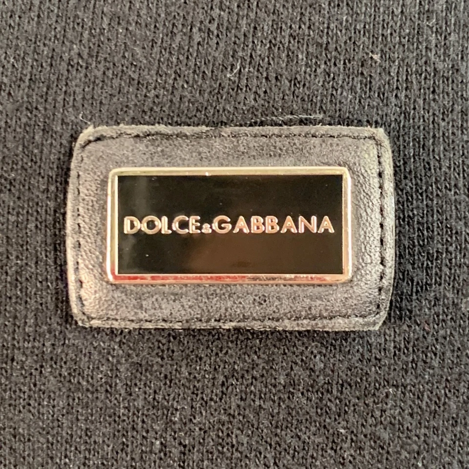 DOLCE & GABBANA Size M Black Gold Cotton Cashmere Hooded Sweatshirt - Image 2 of 4