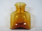 Vintage Blenko  Amber Art Glass Double Spout Water Bottle Carafe Pitcher MCM