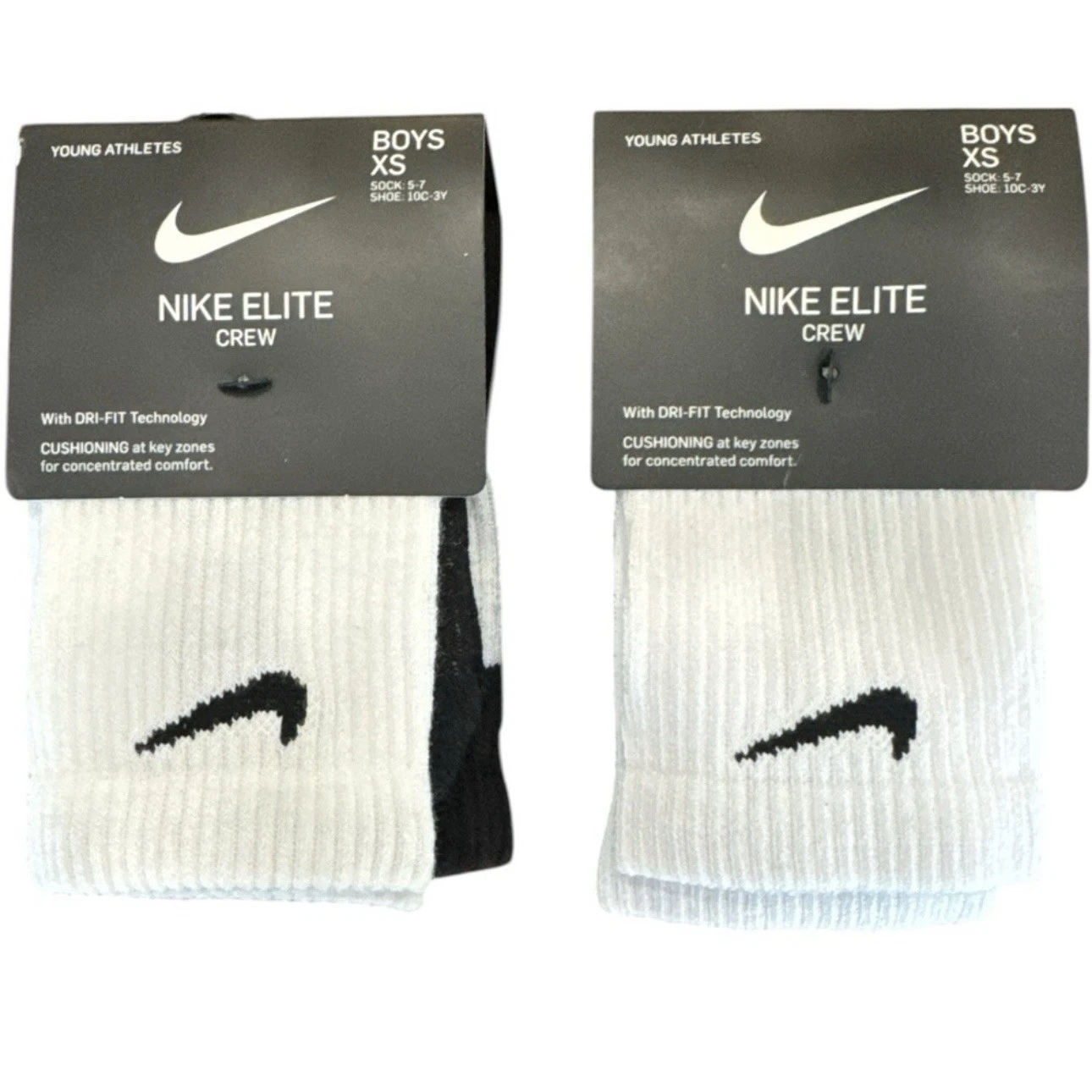 Nike Elite Crew Socks Crew Boys YouthXS Sock 5-7 Shoe 10C-3Y DRI-FIT