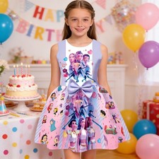 Girls KPOP Demon Hunters Princess Bowknot Dress Birthday Party Skirt Fancy Dress