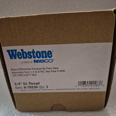 #ad Webstone H 70530 Differential Pressure By Pass Valve Adjusts from 1.5 to 9 PSI $39.40