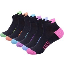 JOYN E Womens Ankle Athletic Low Cut Tab Socks Cushioned Running Sports 6 P